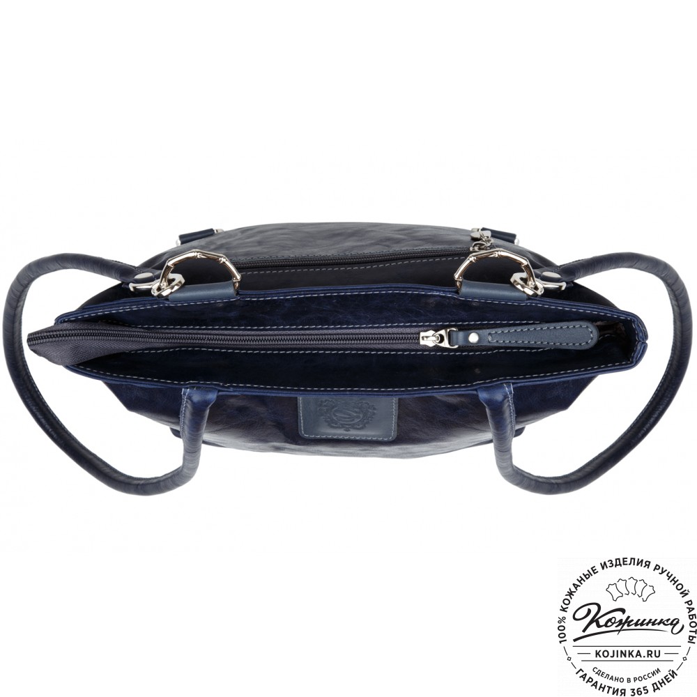 Женская кожаная сумка-рюкзак "Валентино" (синяя)